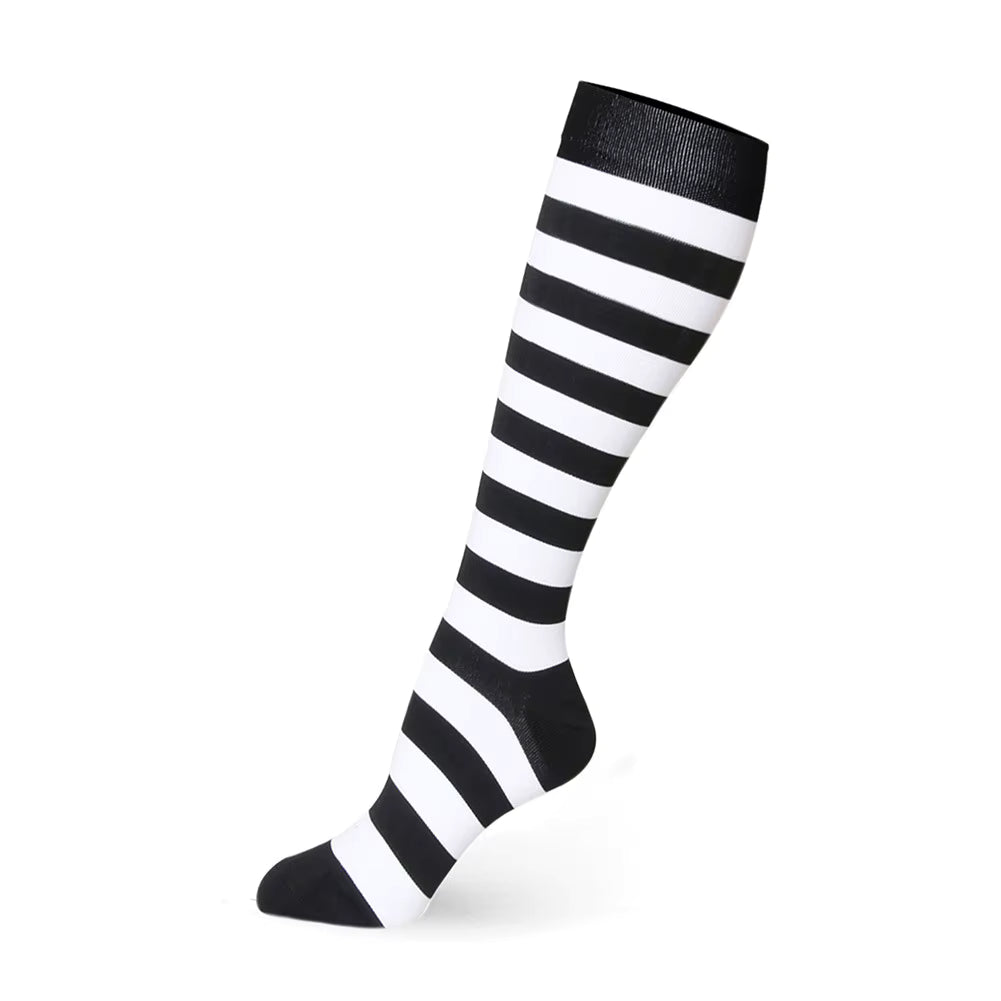 Black and White Stripes - Compression Stockings
