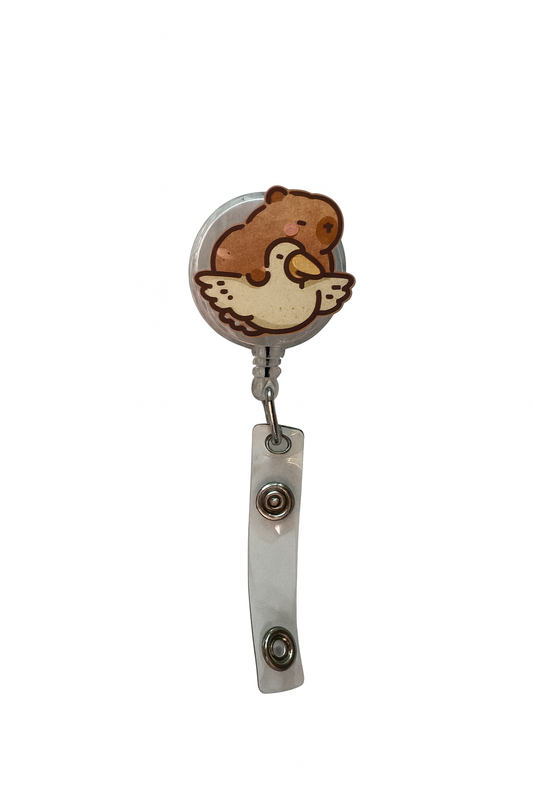 Capy riding a goose Badge Reel